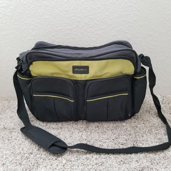Eddie Bauer Baby Diaper Carry-on Crossbody Travel Bag Waterproof Green Black - Picture 1 of 14